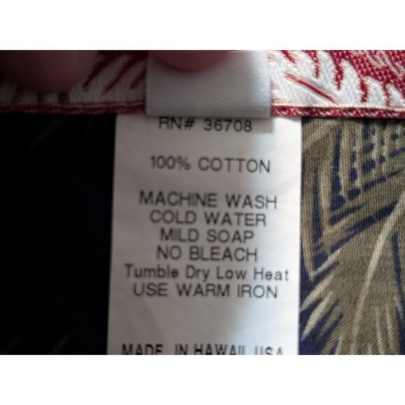 Vintage RJC Palm Trees Beach Hawaiian Blue Short Sleeve Shirt Men's Size L USA - Picture 8 of 9